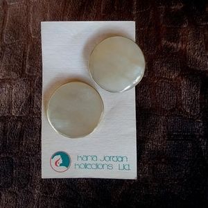 Vintage Karla Jordan - MOP Gold Round Earrings